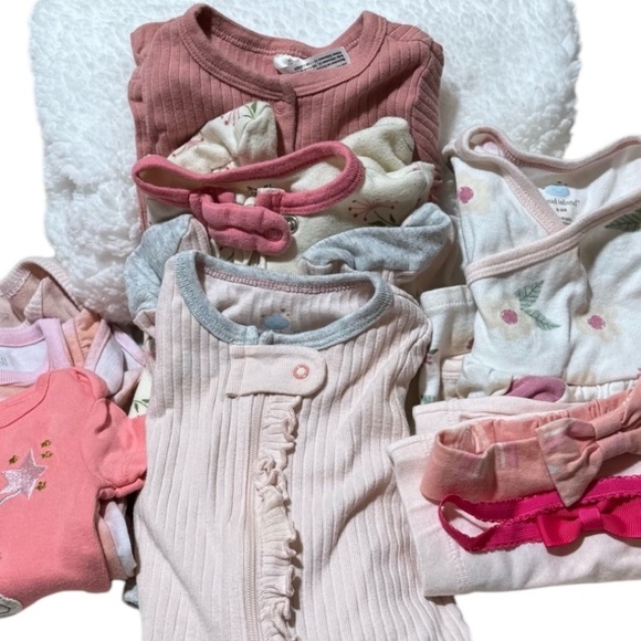 cloud island Other - Baby Girl Bundle 0-3 months Jumpsuits Onesies baby sack sleeper and bows pink